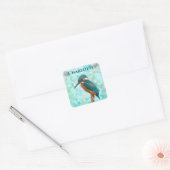 Sticker Carré Kingfisher Bird Blue Abstrait Prénom (Enveloppe)