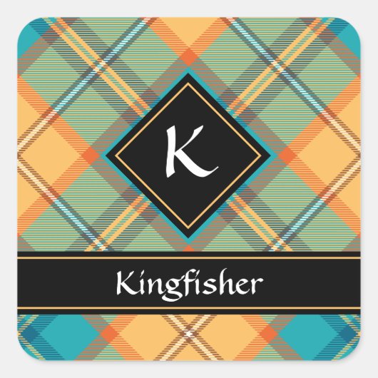 Sticker Carré Kingfisher Tartan (Devant)