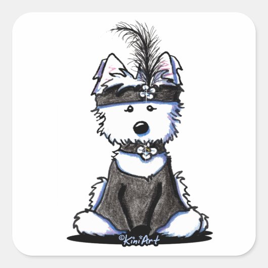 Sticker Carré KiniArt 1920's Flapper Westie (Devant)