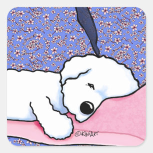 Sticker Carré KiniArt Chien Tired Bichon