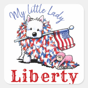Sticker Carré KiniArt Liberty Westie Portrait