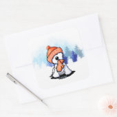 Sticker Carré KiniArt Orange Winter Westie (Enveloppe)