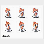 Sticker Carré KiniArt Orange Winter Westie (Feuille)
