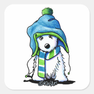 Sticker Carré KiniArt Wee hiver Westie