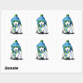 Sticker Carré KiniArt Wee hiver Westie (Feuille)