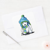 Sticker Carré KiniArt Wee hiver Westie (Enveloppe)