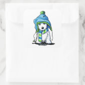 Sticker Carré KiniArt Wee hiver Westie (Sac)