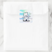 Sticker Carré KiniArt Westie Angel Rainbow (Sac)