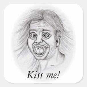 Sticker Carré Kiss me ! - Marquage des crayons
