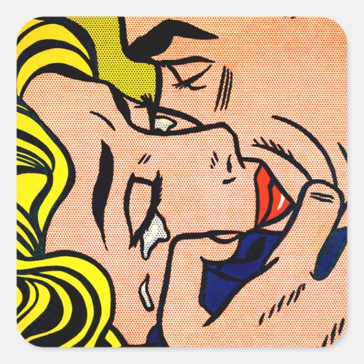 Sticker Carré Kiss V - Lichtenstein - Pop Art Vintage (Devant)