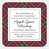 Sticker Carré Kit de perfusion classique Red Tartan Holiday Cock (Devant)