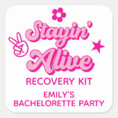 Sticker Carré Kit de récupération de célibataire Staying Alive (Devant)
