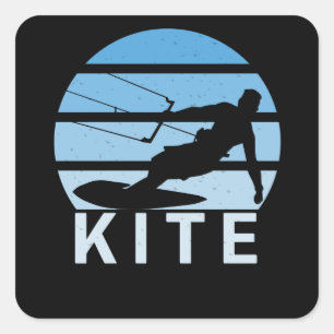 Sticker Carré Kite Kiteboard Surfer Planche à voile Vintage