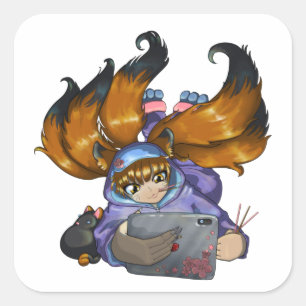 Sticker Carré Kitsune