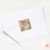Sticker Carré Kitsune & cherry blossom (Enveloppe)