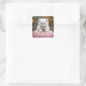 Sticker Carré Kitten blanc sur Citrouille rose (Sac)