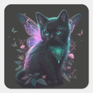 Sticker Carré Kitten de fée magique