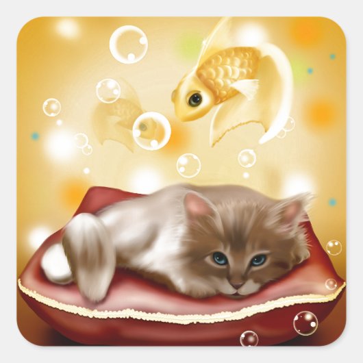 Sticker Carré Kitten Dreaming (Devant)
