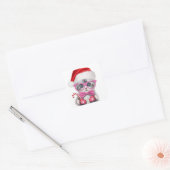 Sticker Carré Kitten in Christmas hat (Enveloppe)
