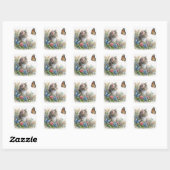 Sticker Carré Kitten Looking At Orange Butterfly (Feuille)