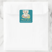 Sticker Carré Kitten turquoise dans Diapers Baby shower de chat  (Sac)