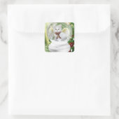 Sticker Carré Kitts De Noël Dans Le Globe Des Neiges (Sac)