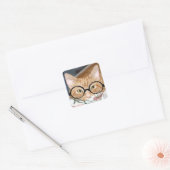 Sticker Carré Kitty avec lunettes (Enveloppe)