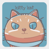 Sticker Carré Kitty Chat Faced (Devant)