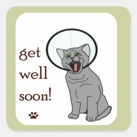 Sticker Carré Kitty Chat Va Bien Bientôt (Devant)