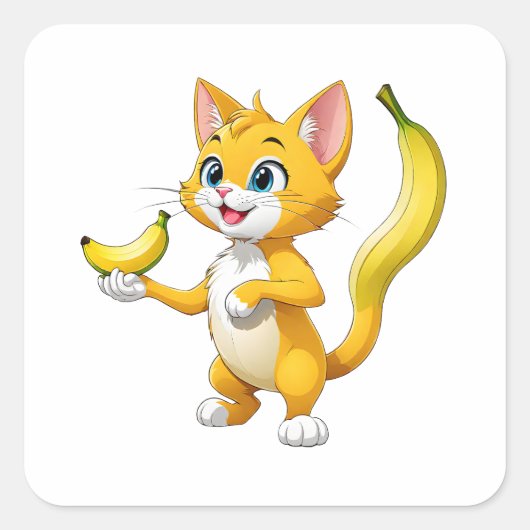 Sticker Carré "Kitty Goes Bananas" (Devant)