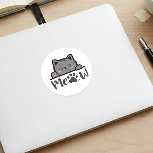 Sticker Carré Kitty Meorable Meow Cute Cat Design