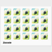 Sticker Carré Kitty Prairie Paisible (Feuille)