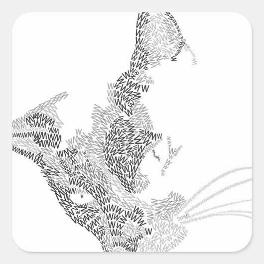 Sticker Carré Kitty typographique (Devant)