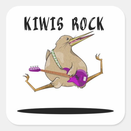 Sticker Carré Kiwi Bass Guitare (Devant)