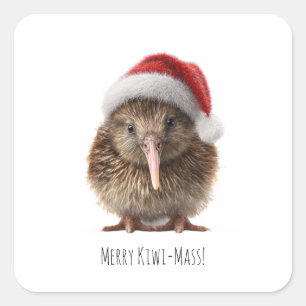 Sticker Carré Kiwi de Noël mignon, personnalisé