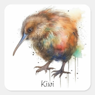 Sticker Carré Kiwi doux, personnalisé