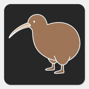 Sticker Carré Kiwi Nouvelle-Zélande Minimal Doodle