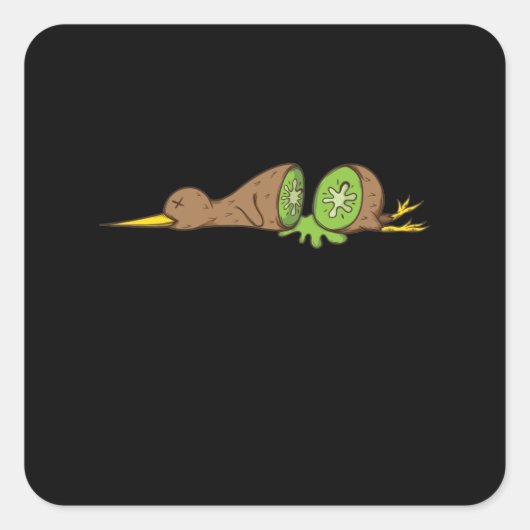 Sticker Carré Kiwi Vogel coupée comme un kiwiki (Devant)
