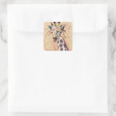Sticker Carré Klimt Giraffe | Orné De Fleurs (Sac)