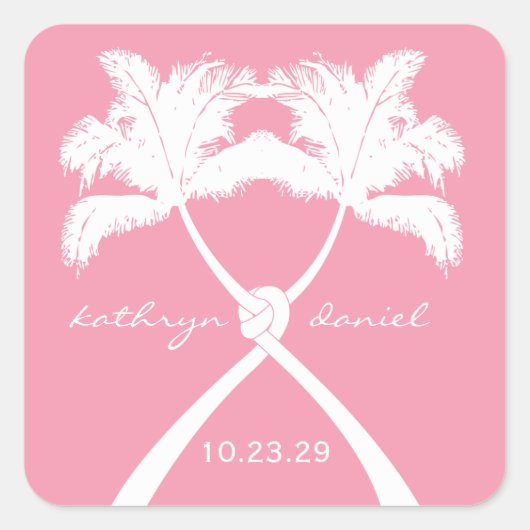 Sticker Carré Knot Palm Trees Plage Mariage tropical Moderne Chi (Devant)