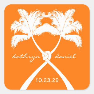 Sticker Carré Knot Palm Trees Plage Mariage tropical Moderne Chi
