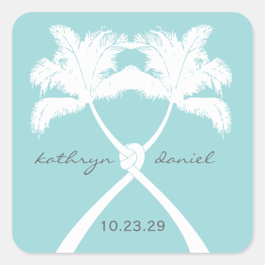 Sticker Carré Knot Palm Trees Plage Mariage tropical Moderne Chi (Devant)