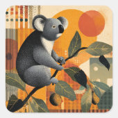 Sticker Carré Koala assis dans un arbre (Devant)