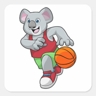 Sticker Carré Koala au Basketball Sports