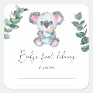 Sticker Carré Koala Bear - Plaque Baby shower