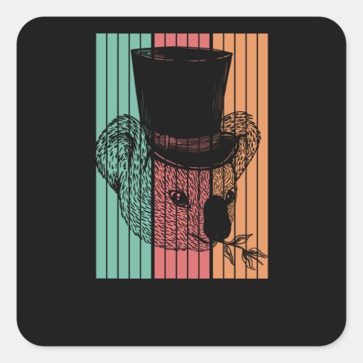 Sticker Carré Koala Bear Retro (Devant)