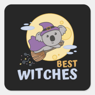 Sticker Carré Koala Halloween sorcières enfants sorcières meille