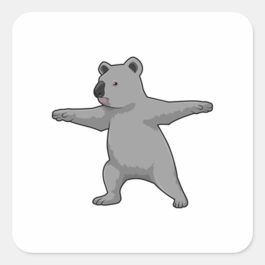 Sticker Carré Koala ours au Yoga Fitness (Devant)