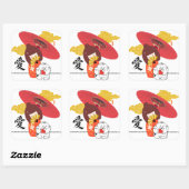 Sticker Carré KOKESHI LOVE  Chow dog heart  (Feuille)