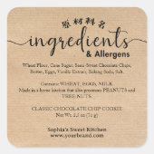 Sticker Carré Kraft Ingredient Allergen Bakery Product (Devant)